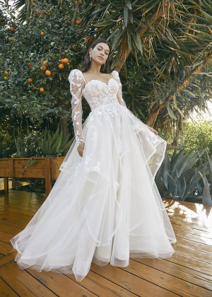 Detachable Sleeves Ivory Lace Tulle Sweet Wedding Dress